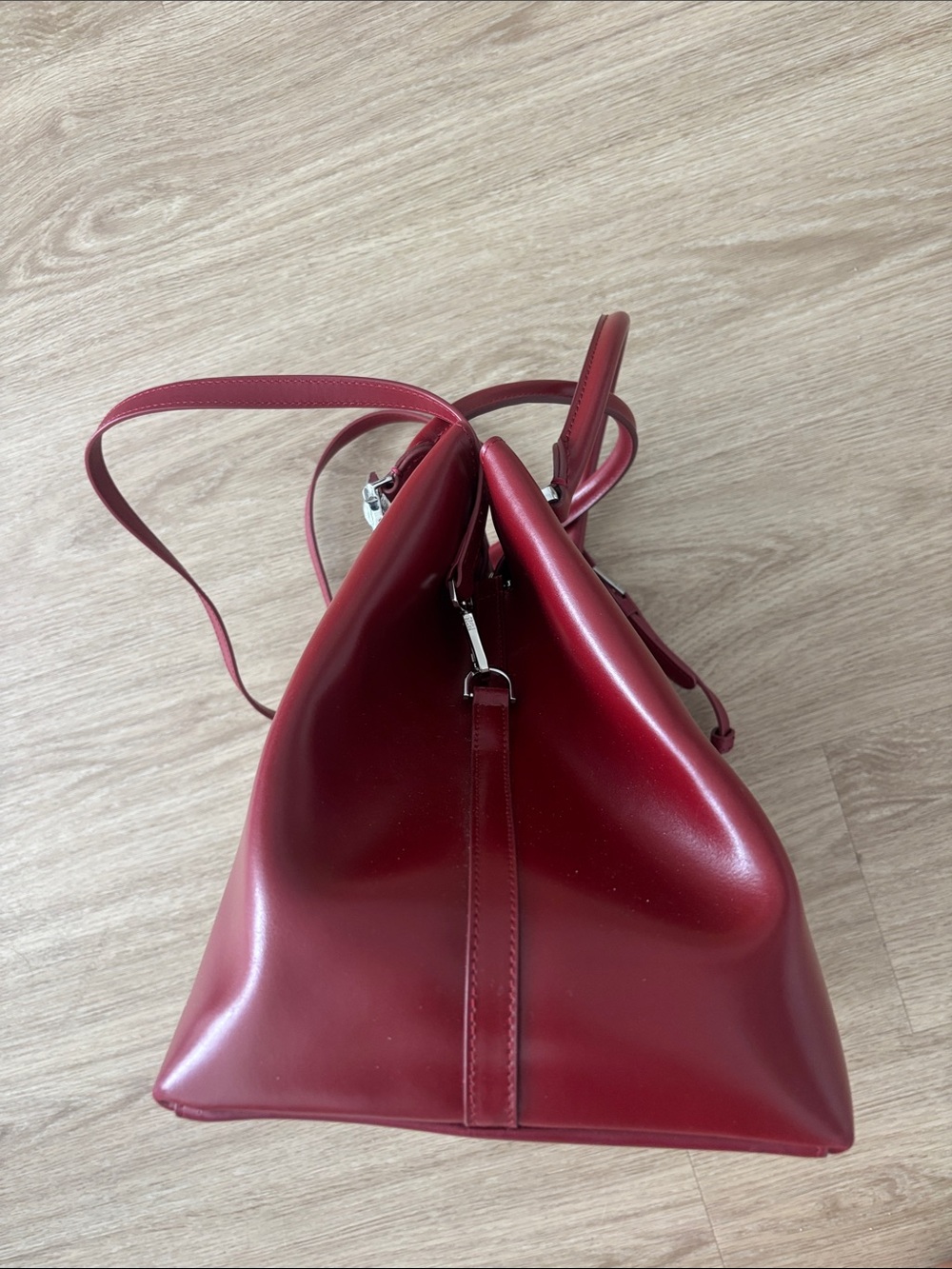 Cavalli Class by Roberto Cavalli Deep Red Structured Leather Satchel - Picture 5 of 13